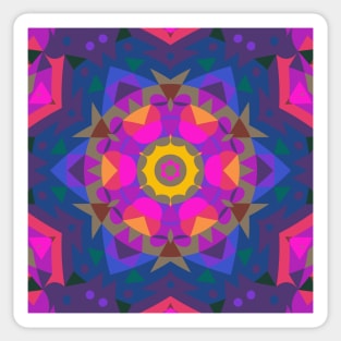 Retro Mandala Flower Pink Purple Blue and Yellow Sticker